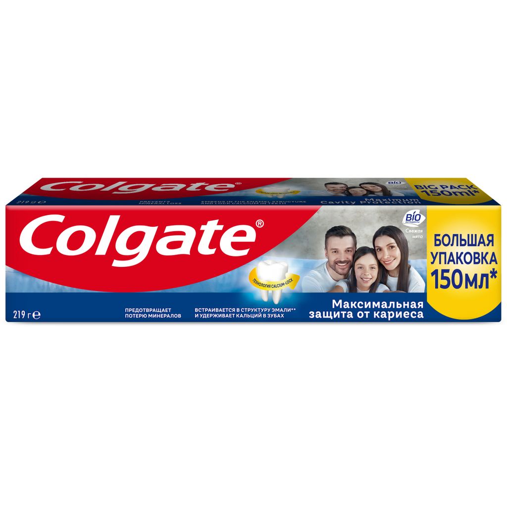 Colgate Максимальная Защита от кариеса Свежая мята зубная паста, паста зубная, 150 мл, 1 шт.