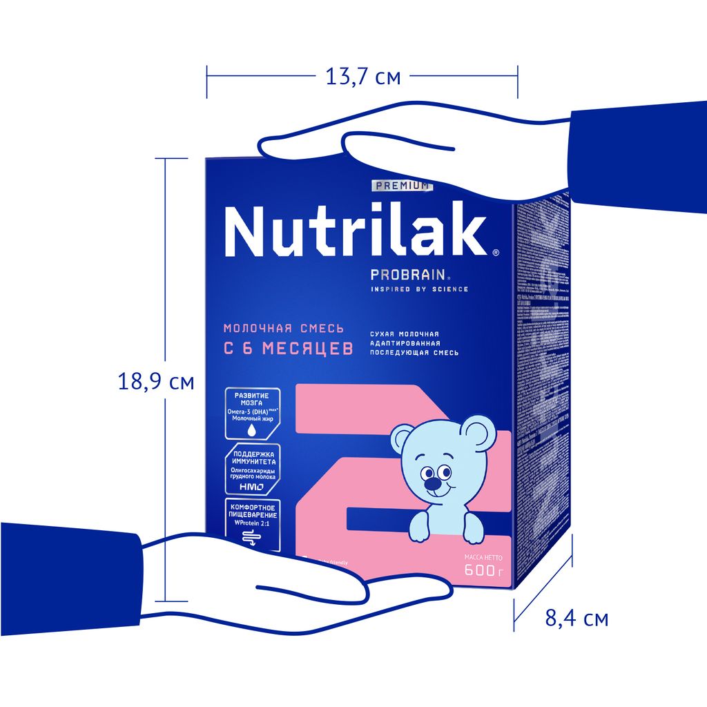 Nutrilak Premium 2 Смесь молочная 6-12 мес, смесь молочная сухая, 600 г, 1 шт.