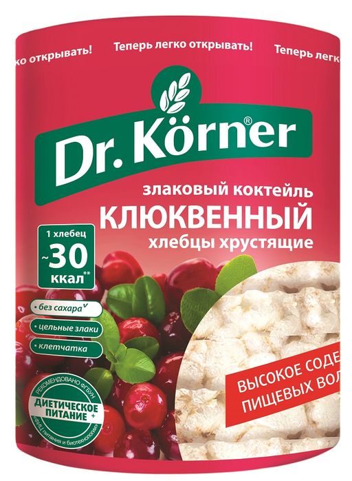 Доктор Кернер Хлебцы Злаковый Коктейль, хлебцы, клюквенный, 100 г, 1 шт.