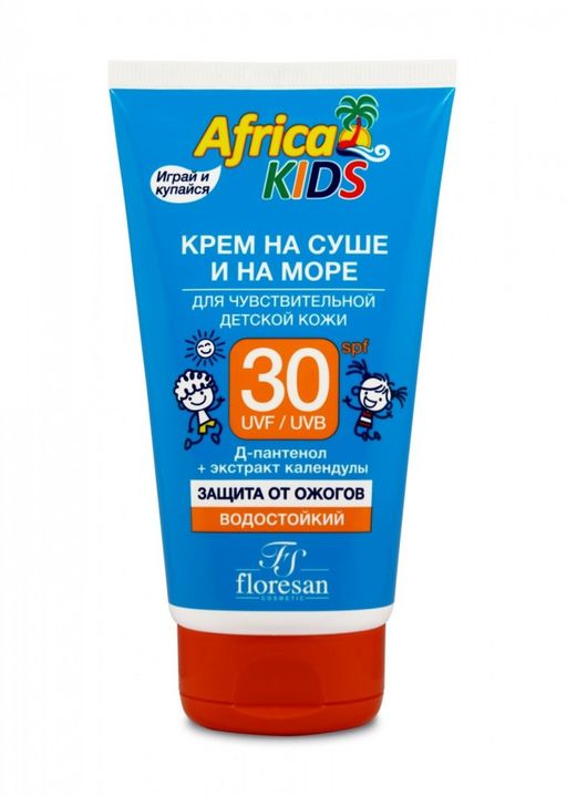 Floresan Africa Kids крем солнцезащитный на суше и на море SPF 30, формула 410, крем, 150 мл, 1 шт.