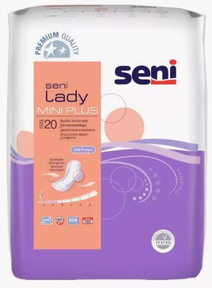 Прокладки урологические Seni Lady Mini plus, 9 х 25 см, 250 мл, 2,5 капли, 20 шт.