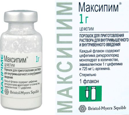 Максипим, 1000 мг, порошок для приготовления раствора для внутривенного и внутримышечного введения, 1 шт.