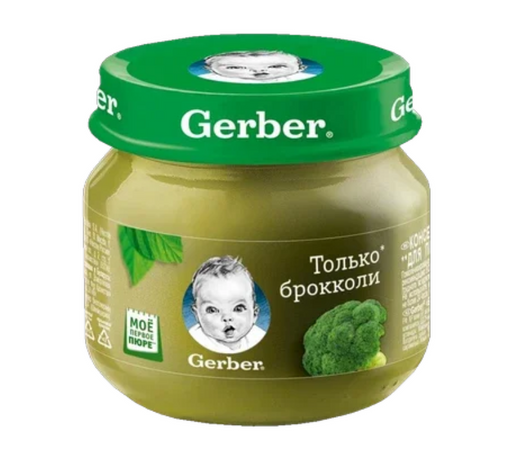 Gerber Пюре брокколи, для детей с 4 месяцев, 80 г, 1 шт.