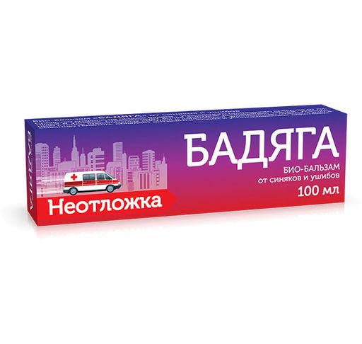 Неотложка Био-бальзам Бадяга от синяков и ушибов, бальзам, 100 мл, 1 шт.