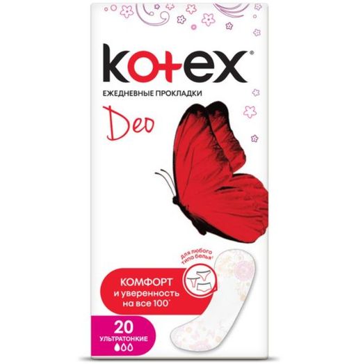 Kotex Deo прокладки ежедневные, прокладки гигиенические, ультратонкие, 20 шт.